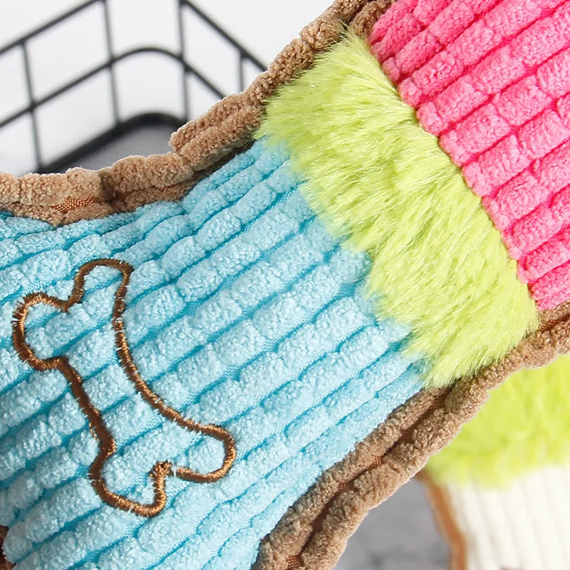 1pc Bones Plush Dogs Chew Toy