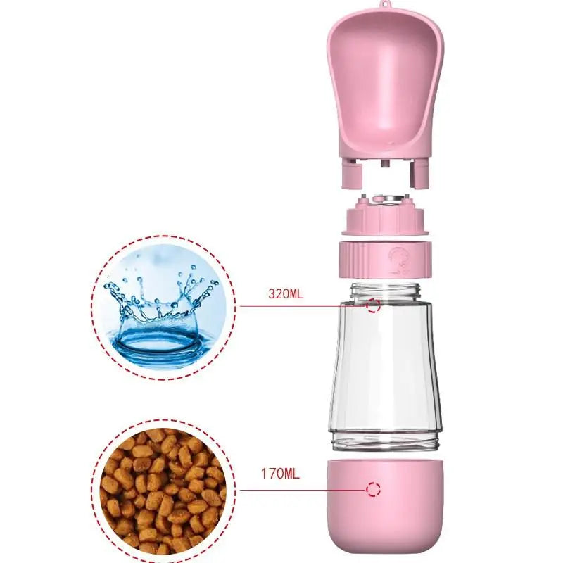 Portable Dog Water Bottle With Food Container
