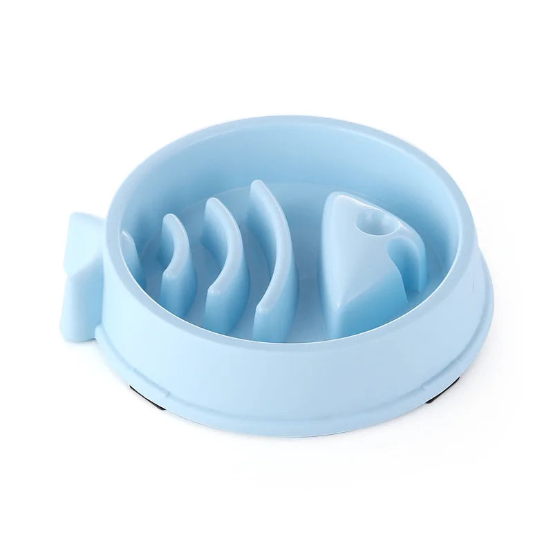Pet Cat Dog Slow Food Bowl Fat Help Healthy Round Anti-choking