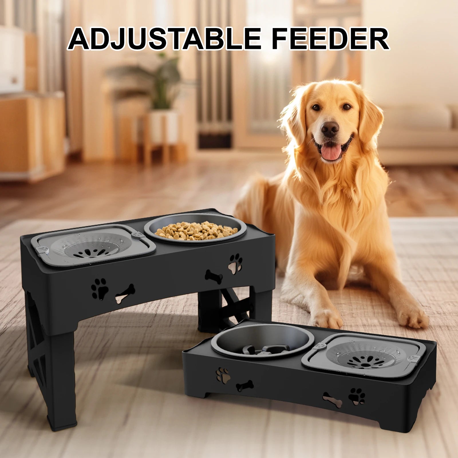 3 In 1 Pet Feeder Slow Feed Bowls Double Bowls Foldable