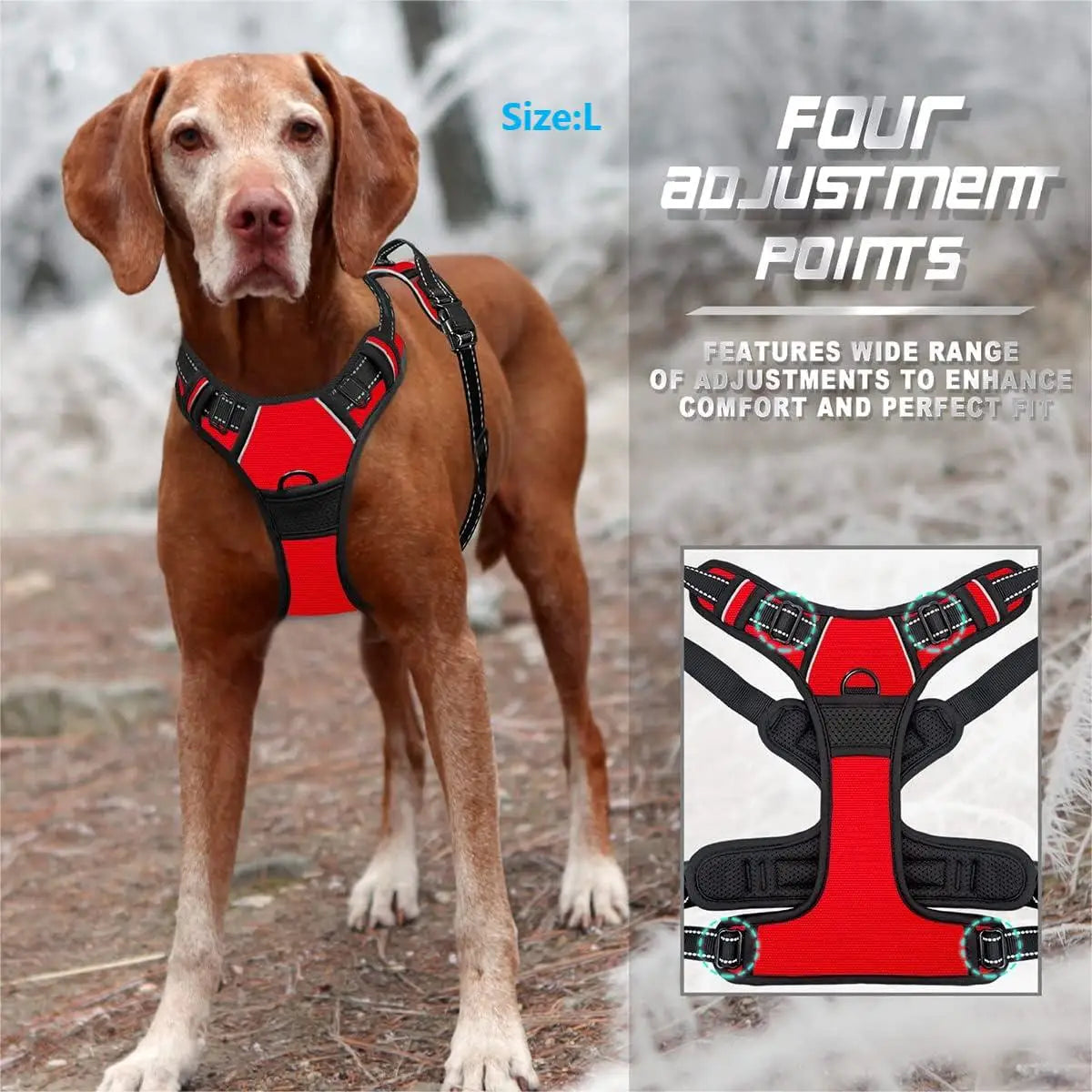 No Pull Dog Harness Front Clip Heavy Duty Reflective